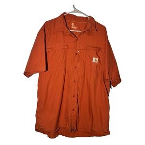 Carhartt Force Men’s Vented Button Down Shirt Orange Short Sleeve Relaxed Fit XL